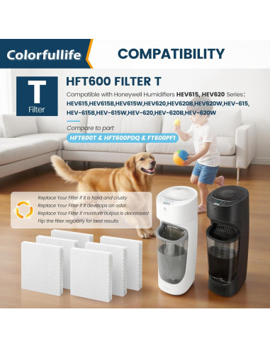 Filtro de Humidificador T Colorfullife 4 Paquete Compatible Honeywell