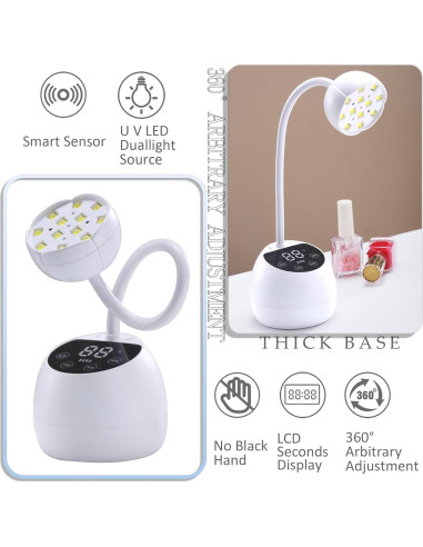 Lámpara UV LED PHAIN 36W Inalámbrica con Sensor y Temporizador