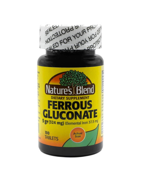 Tabletas de Gluconato Ferroso Nature's Blend 100 Unidades 36 mg Tabletas de Gluconato Ferroso Nature's Blend 100 Unidades 36 mg