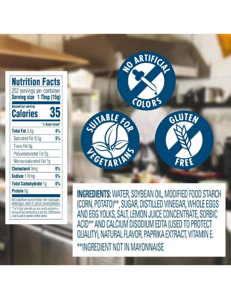 Mayonesa Ligera Hellmann's 3.78L Sin Gluten, 40 Calorías Mayonesa Ligera Hellmann's 3.78L Sin Gluten, 40 Calorías