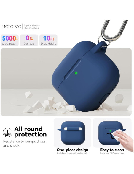 Funda Protectora de Silicona MCTOPZO para AirPods 4 - Azul Medianoche Funda Protectora de Silicona MCTOPZO para AirPods 4 - Azul Medianoche