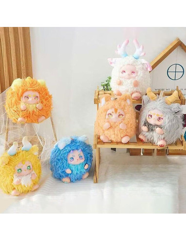 Bolso de Peluche Azul Globebill Mini Billetera 13x13x10cm