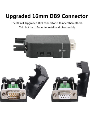 Conector DB9 BIFALE Sin Soldadura 2 Macho 2 Hembra 16mm
