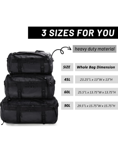 Mochila Duffel MIER 90L Resistente y a Prueba de Agua Negra Mochila Duffel MIER 90L Resistente y a Prueba de Agua Negra