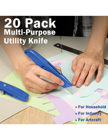 Cuchillos Utilitarios Retráctiles Reginary 20 Pcs Aluminio Azul Cuchillos Utilitarios Retráctiles Reginary 20 Pcs Aluminio Azul