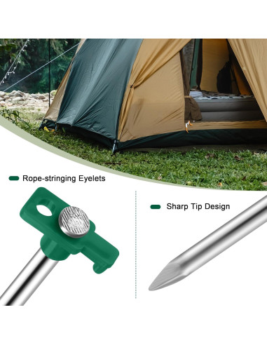 Estacas de Metal Aodaer 24 Piezas 26 cm para Tienda Verde