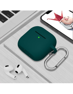 Funda de Silicona Protectora para AirPods 4 JTOMEI Verde Oscuro 2