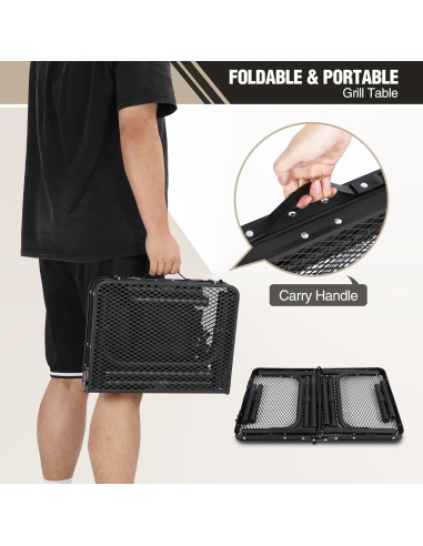 Mesa Plegable REDCAMP Pequeña para Camping y BBQ, Negra
