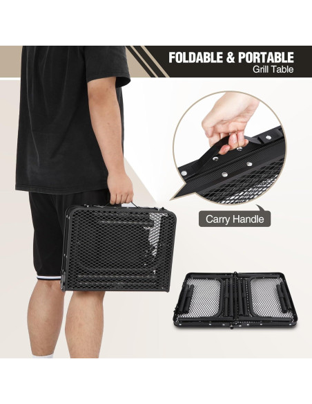 Mesa Plegable REDCAMP Pequeña para Camping y BBQ, Negra Mesa Plegable REDCAMP Pequeña para Camping y BBQ, Negra