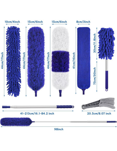 Kit de Limpieza Wlich 9 PCS Microfibra Extensible 254 cm
