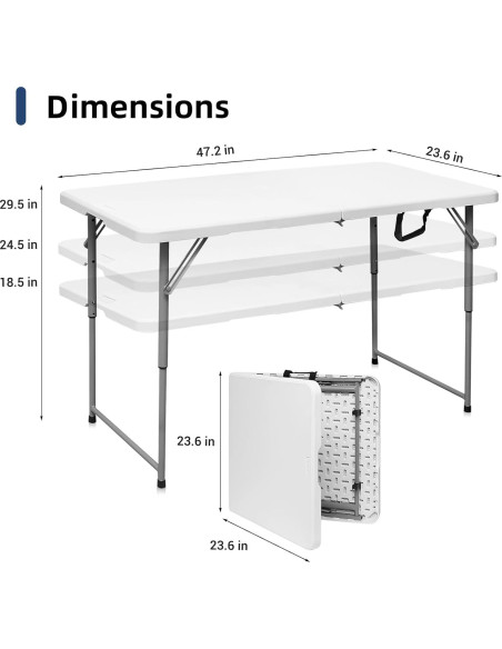 Mesa Plegable Byliable 180 cm Blanca Ajustable para Camping Mesa Plegable Byliable 180 cm Blanca Ajustable para Camping