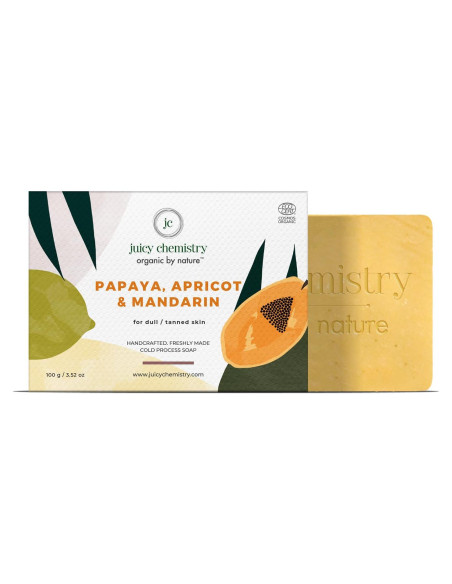 Jabón Orgánico Juicy Chemistry con Papaya y Albaricoque 90g Jabón Orgánico Juicy Chemistry con Papaya y Albaricoque 90g