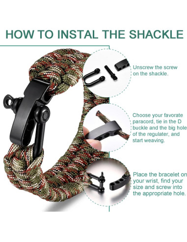4 Piezas de Hebilla de Eslinga de Paracord CooBigo Ajustable