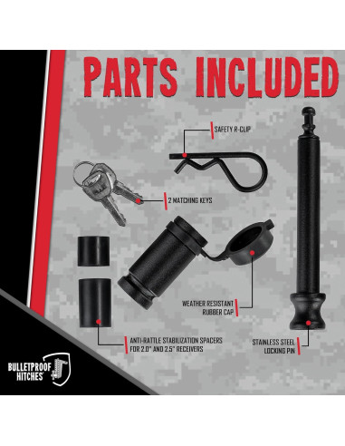 Pasador de bloqueo para enganche de remolque BulletProof 5/8"