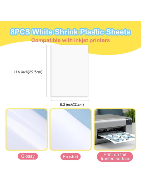 Hojas Retráctiles Imprimibles Auihiay 8PCS 23x30cm Blancas Hojas Retráctiles Imprimibles Auihiay 8PCS 23x30cm Blancas