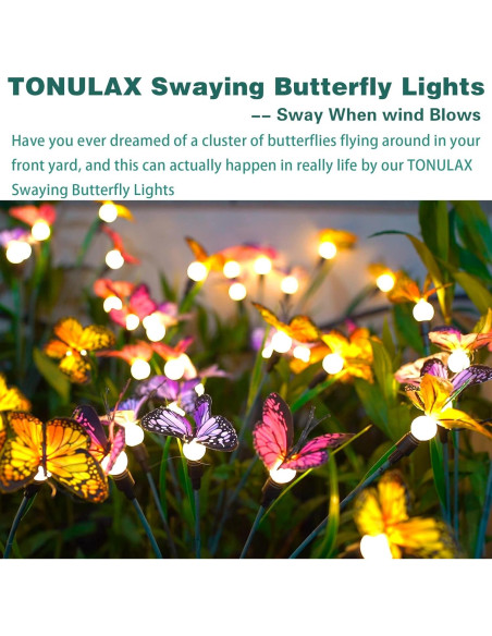 Luces de Jardín Solar TONULAX - Mariposas Móviles (2 Paquete) Luces de Jardín Solar TONULAX - Mariposas Móviles (2 Paquete)