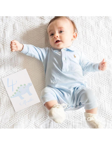 Tarjetas de Hito Mensual para Bebé BEADED - 13 Piezas Azul