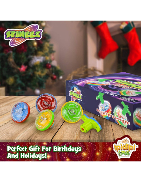 Trompos Giratorios LED IPIDIPI TOYS Spineez - Paquete de 12 Trompos Giratorios LED IPIDIPI TOYS Spineez - Paquete de 12