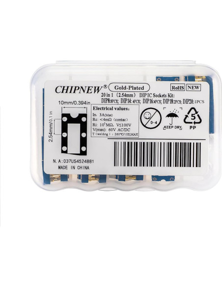Kit de zócalos DIP chapados en oro 5 en 1 - CHIPNEW Kit de zócalos DIP chapados en oro 5 en 1 - CHIPNEW