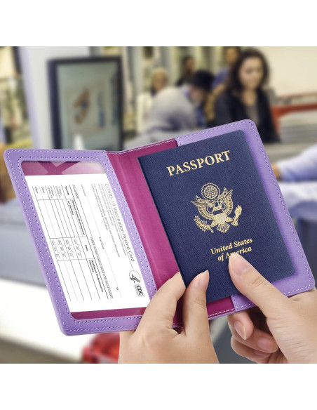 Funda de Pasaporte y Tarjeta de Vacunación Eoehro 2Pack Funda de Pasaporte y Tarjeta de Vacunación Eoehro 2Pack