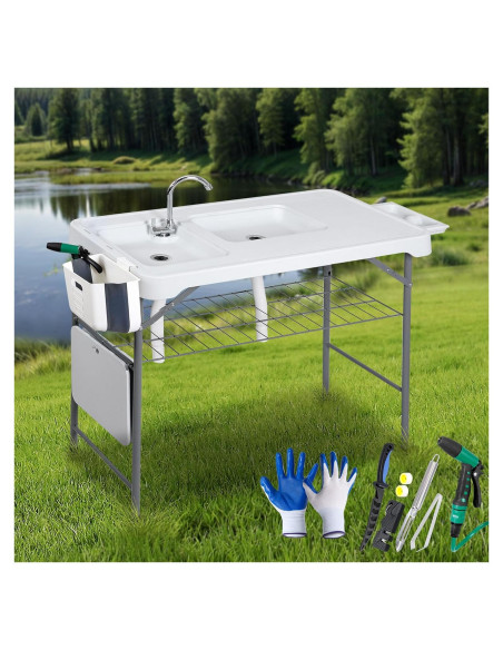 Mesa de Limpieza de Pescado SUPER DEAL con Fregadero 107,9 cm Mesa de Limpieza de Pescado SUPER DEAL con Fregadero 107,9 cm