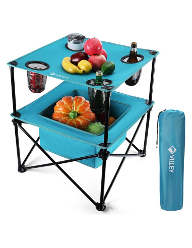 Mesa de Camping Plegable VILLEY 55,88x63,5 cm Azul