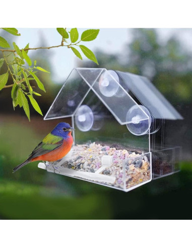 Comedero para Aves de Ventana WLLKOO Acrílico 15x7x15 cm