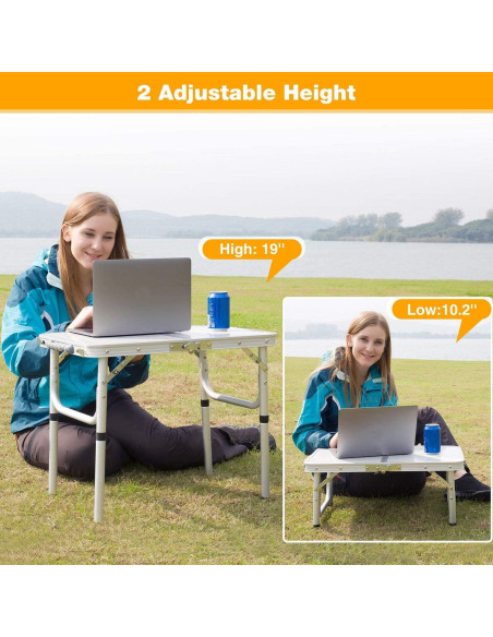 Mesa de Camping REDCAMP Plegable 2 Pies Ajustable Blanca Mesa de Camping REDCAMP Plegable 2 Pies Ajustable Blanca