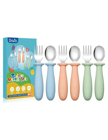 Set de Utensilios para Niños DRKIO 6 Piezas Acero Inoxidable Set de Utensilios para Niños DRKIO 6 Piezas Acero Inoxidable