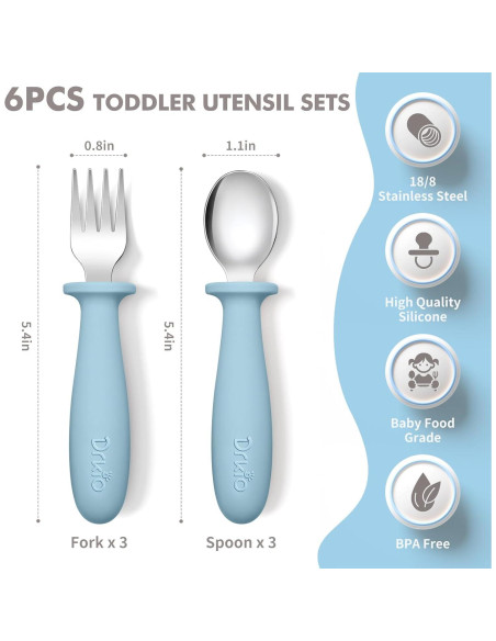 Set de Utensilios para Niños DRKIO 6 Piezas Acero Inoxidable Set de Utensilios para Niños DRKIO 6 Piezas Acero Inoxidable