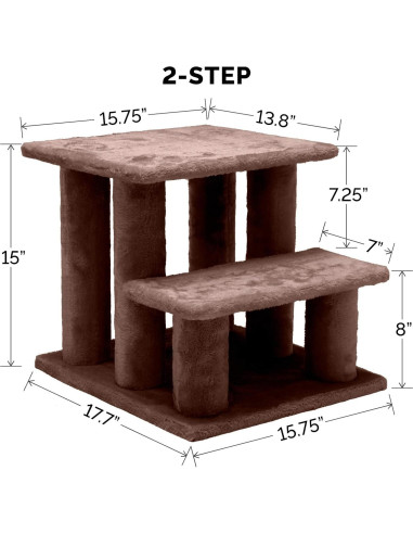 Escaleras para Mascotas Furhaven 3 Pasos Marrón - 55.88 cm