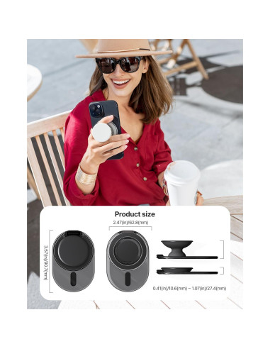 Soporte para teléfono Sinjimoru M-Tap Tok negro, 3000G, iPhone 16-12