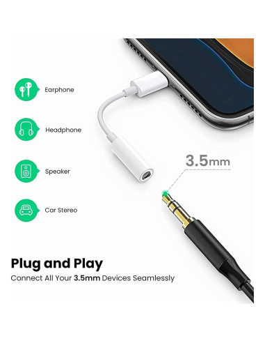 Adaptador Lightning a 3.5mm Apple MFi - Paquete de 3