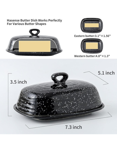 Plato de Mantequilla Hasense Negro con Tapa de Cerámica 18.5cm Plato de Mantequilla Hasense Negro con Tapa de Cerámica 18.5cm