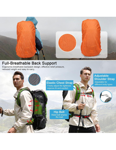 Mochila Impermeable ShowyLive 60L para Senderismo Azul