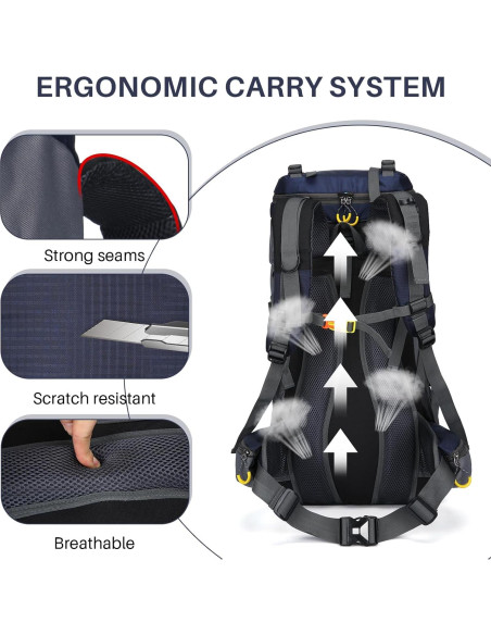 Mochila Impermeable ShowyLive 60L para Senderismo Azul Mochila Impermeable ShowyLive 60L para Senderismo Azul