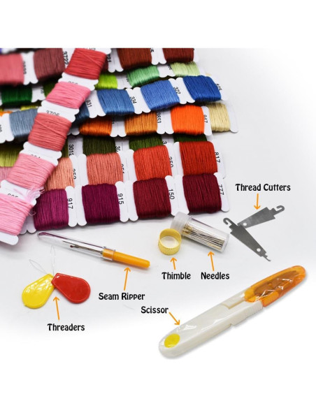 Kit de Hilo de Bordado 100% Algodón Renashed 50 Colores 8m Kit de Hilo de Bordado 100% Algodón Renashed 50 Colores 8m