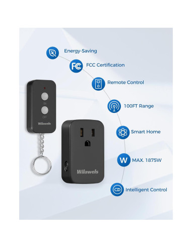 Enchufe Control Remoto Inalámbrico WILAWELS H02RC1106 Negro