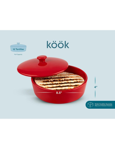 Calentador de Tortillas KooK Cerámica 21.6 cm Rojo Calentador de Tortillas KooK Cerámica 21.6 cm Rojo