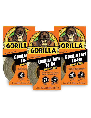 Cinta Gorilla Duct Mini 2.54 cm x 9.14 m Negro (Paquete de 3)