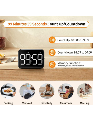 Temporizador Digital VOCOO Magnético para Cocina 99 Minutos