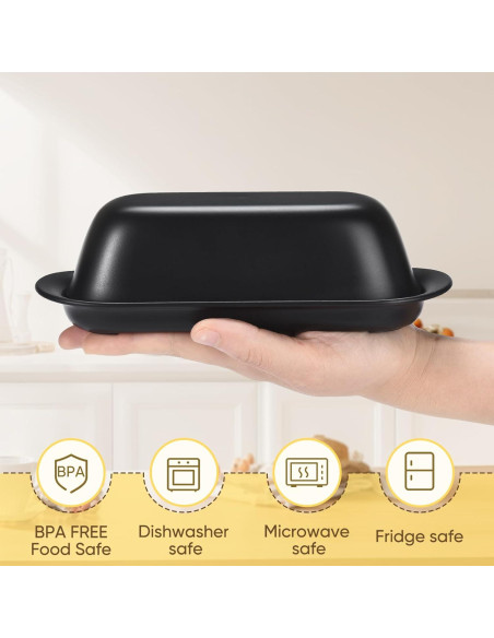 Plato para Mantequilla Hermético Hekeieon con Tapa - Negro Plato para Mantequilla Hermético Hekeieon con Tapa - Negro