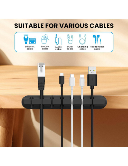Clips Organizadores de Cables AhaStyle - Paquete de 3 - Negro Clips Organizadores de Cables AhaStyle - Paquete de 3 - Negro