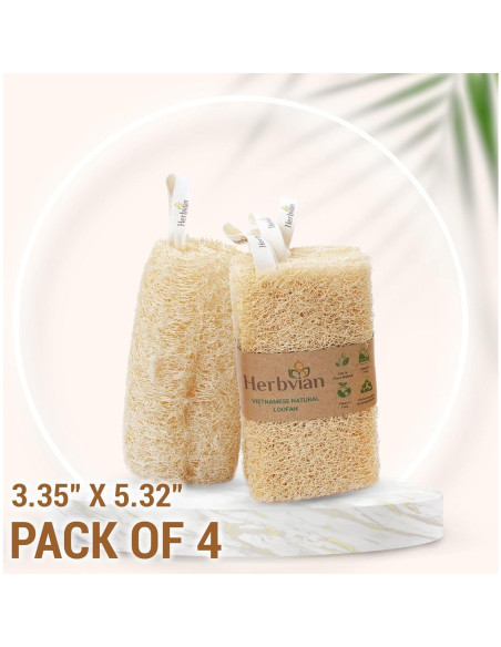Esponja de Lufa Natural Herbvian - Exfoliante Corporal 4 Piezas Esponja de Lufa Natural Herbvian - Exfoliante Corporal 4 Piezas
