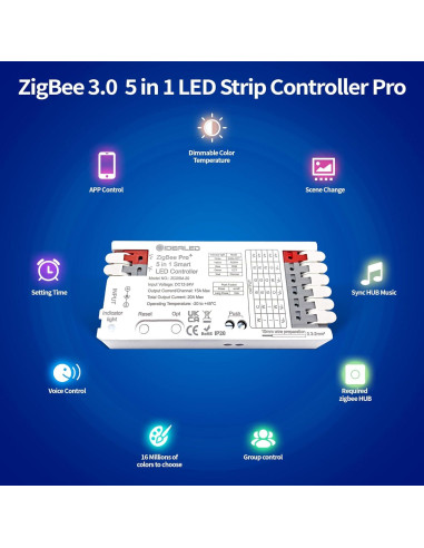 Controlador LED GIDEALED ZigBee 3.0 5 en 1 para Tira RGBWW