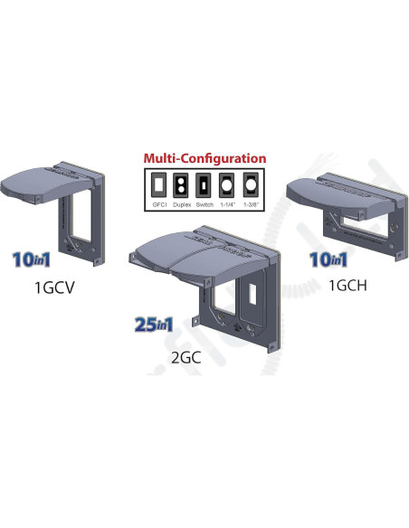 Cubierta de Salida Metálica Sealproof 1-Gang Horizontal Gris Cubierta de Salida Metálica Sealproof 1-Gang Horizontal Gris