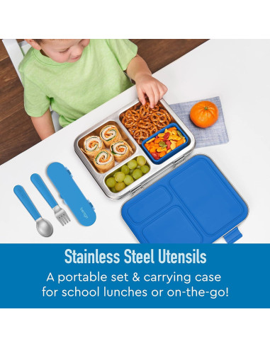 Juego de Utensilios Reutilizables Bentgo Kids - Acero Inoxidable Azul