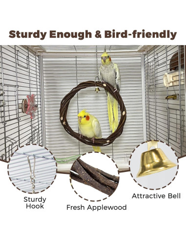 Columpio para Aves Jevnd Madera de Manzana Natural 20.32 cm