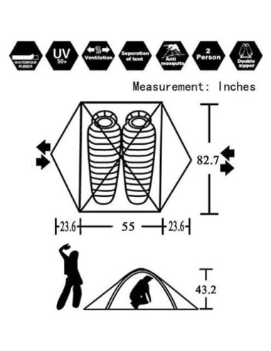 Tienda de Camping Hillman 2 Personas 4 Temporadas Impermeable