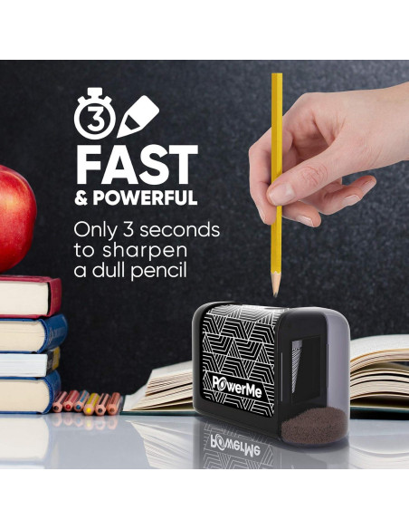 Sacapuntas Eléctrico PowerMe a Batería Negro para Lápices Sacapuntas Eléctrico PowerMe a Batería Negro para Lápices